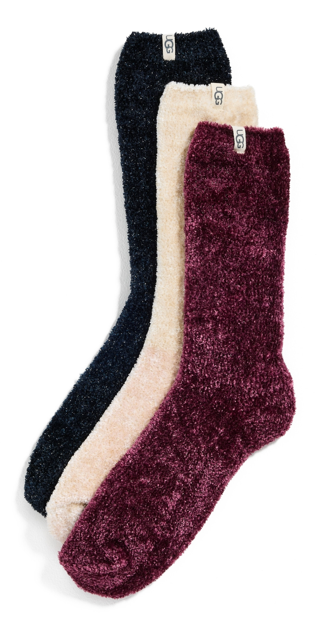 UGG Leda Sparkle Socks 3 Pack Cream/Wild Grape/Black One Size | Shopbop