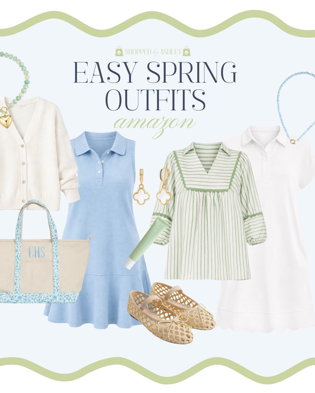 Affordable spring outfits from Amazon! 

Amazon style, Amazon fashion, classic style, Grandmillennial style, designer look, look for less, blue sleeveless dress, striped top, Mary Jane flats, beaded necklace 

#LTKootd