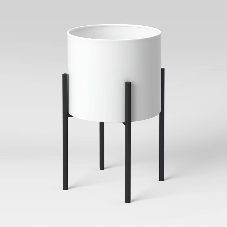 20" Iron Indoor/Outdoor Planter with Stand White/Black - Project 62™ | Target