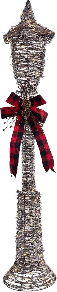 Haute Decor 60 Inch Tall Outdoor Christmas Lighted Rattan Lamppost Yard Decor Prelit with 120 War... | Amazon (US)