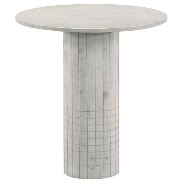 Astoria Round Genuine Marble Side End Table White - 22.00'' x 22.00'' x 23.50'' - Bed Bath & Beyo... | Bed Bath & Beyond