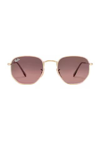 Ray-Ban Hexagonal Flat in Gold & Brown Grey Gradient from Revolve.com | Revolve Clothing (Global)