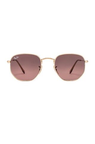 Ray-Ban Hexagonal Flat in Gold & Brown Grey Gradient from Revolve.com | Revolve Clothing (Global)