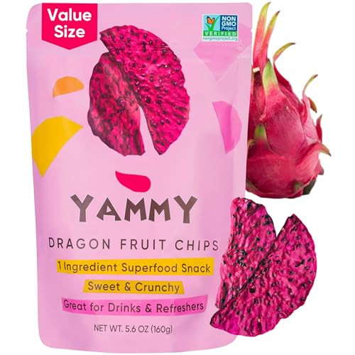 Yammy Dried Dragon Fruit Chips for Drinks Refreshers - Like Freeze Dry Dragonfruit Pieces - 1 Ingredient Healthy Snack for Adults & Kids - 2g Protein, 4g Fiber, Gluten Free Vegan, 5.6oz Value Size | Amazon (US)