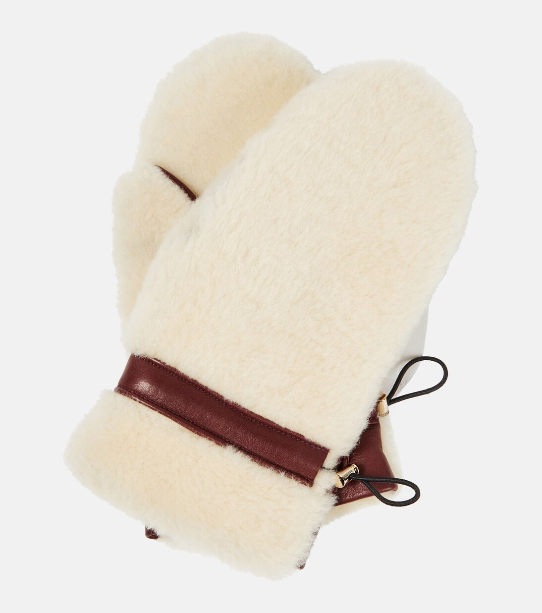 Shearling leather-trimmed mittens | Mytheresa (UK)