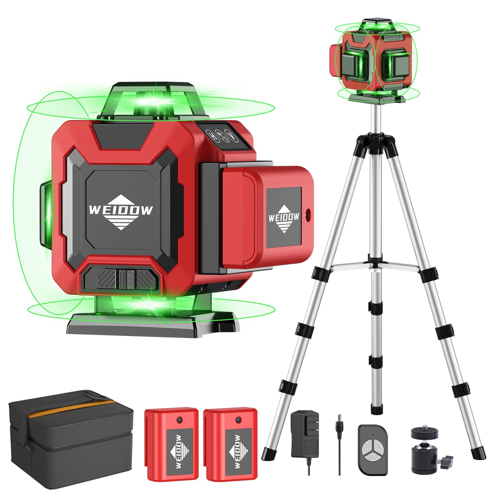 Laser Level 360 Self Leveling with Tripod,WEIDDW 4D Lazer Level,4x360° Cross Line Laser for Cons... | Amazon (US)