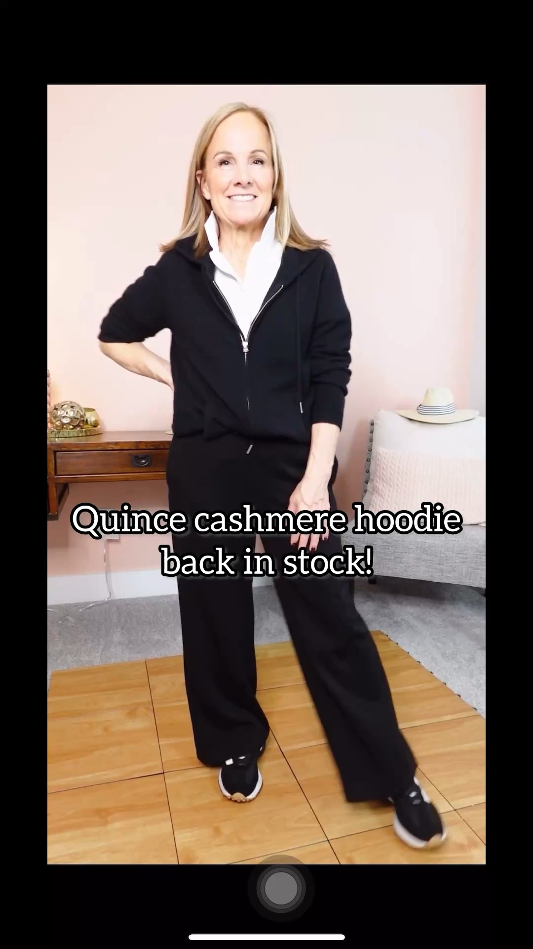 Quince cashmere hoodie is back in stock in all colors!  100% cashmere under $100!  The hoodie runs long IMO, I’m wearing an XS.  The pants are a set I adore from Amazon, petite friendly and I like them better than my Spanx version!  I’m 5ft for reference.  Wearing XS in the pants.  
#quince
#holiday
#giftguide
#traveloutfit

#LTKGiftGuide #LTKHoliday #LTKFindsUnder100