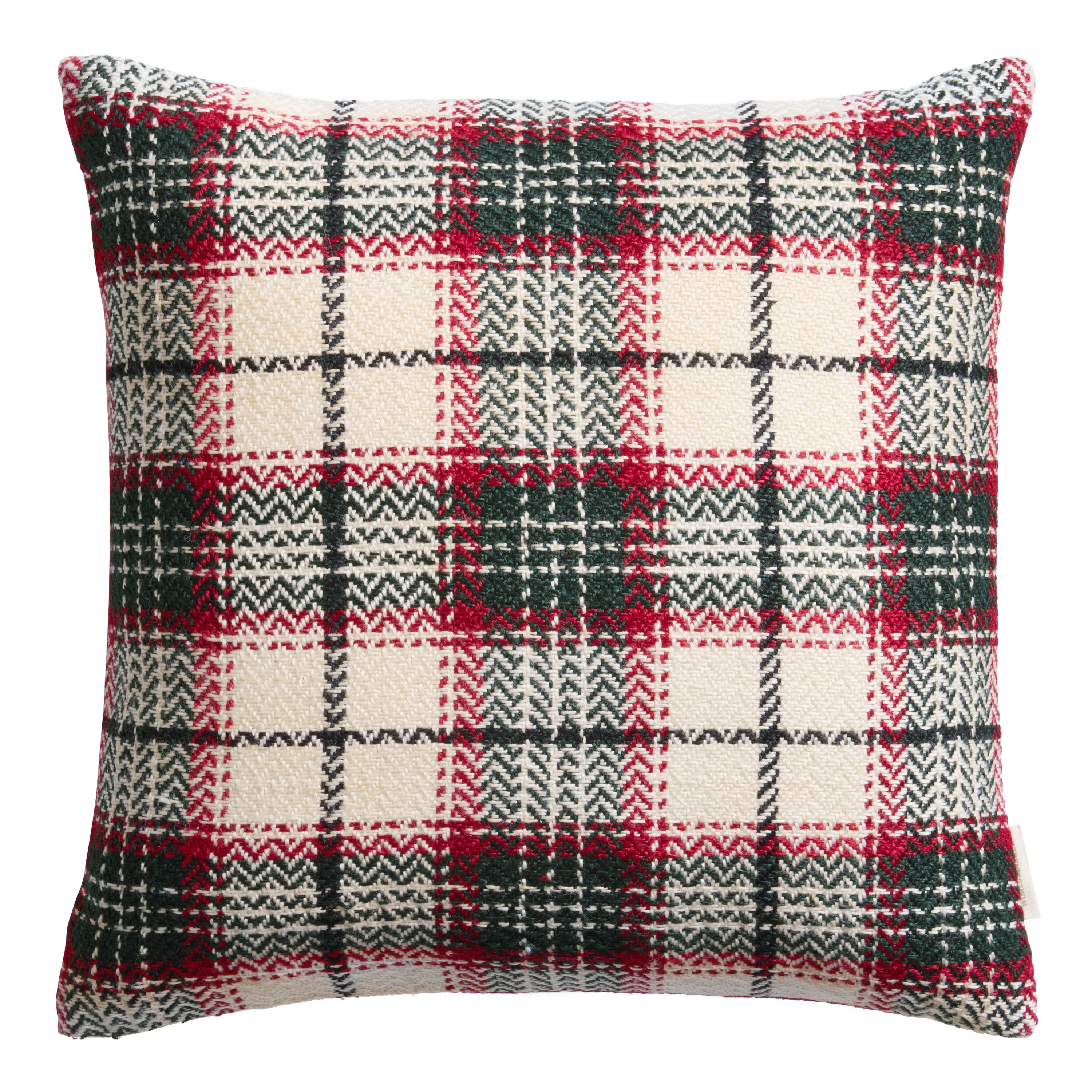 Red and Green Plaid Indoor Outdoor Throw Pillow | World Market