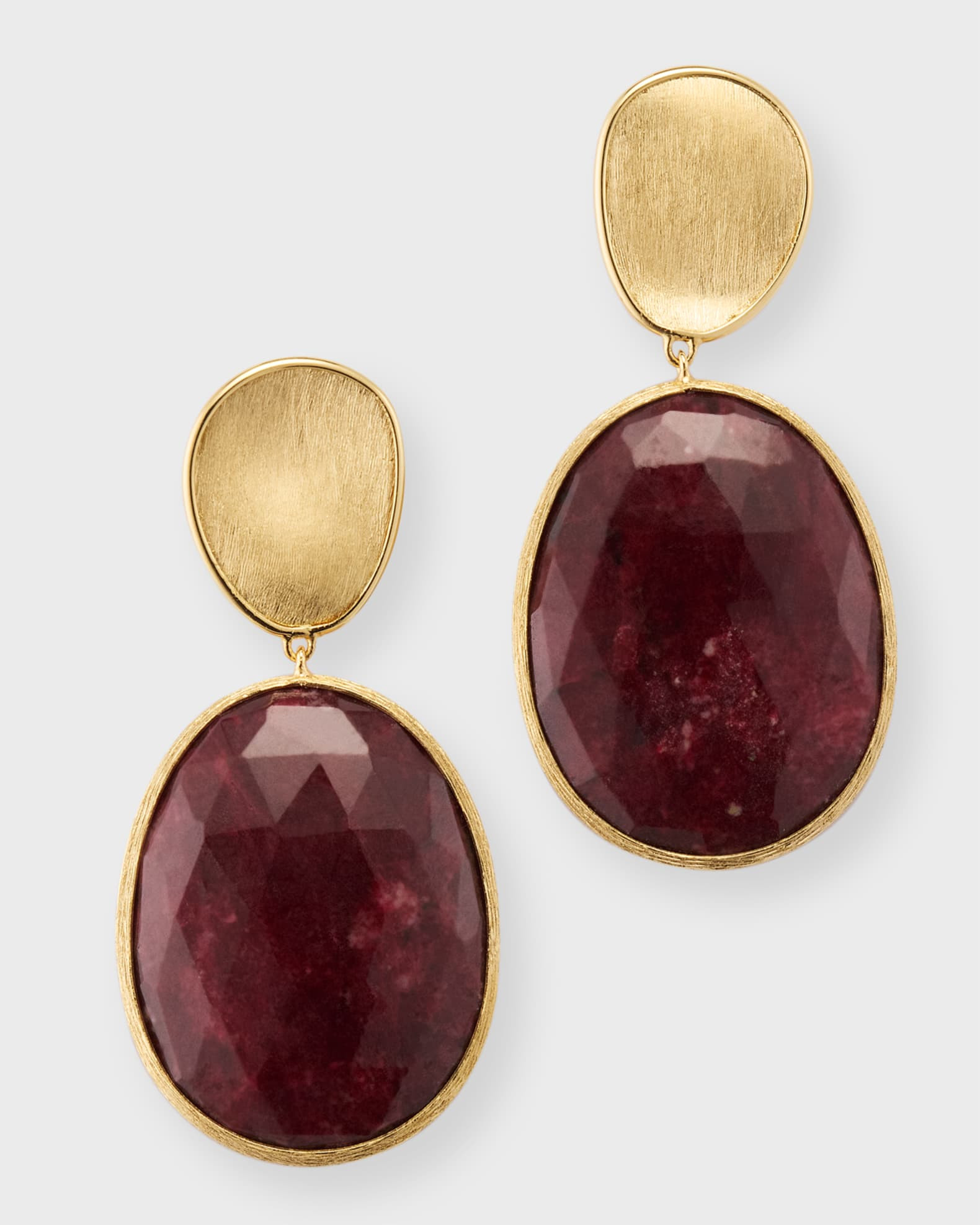 Lunaria 18K Yellow Gold Double Drop Earrings with Thulite | Neiman Marcus