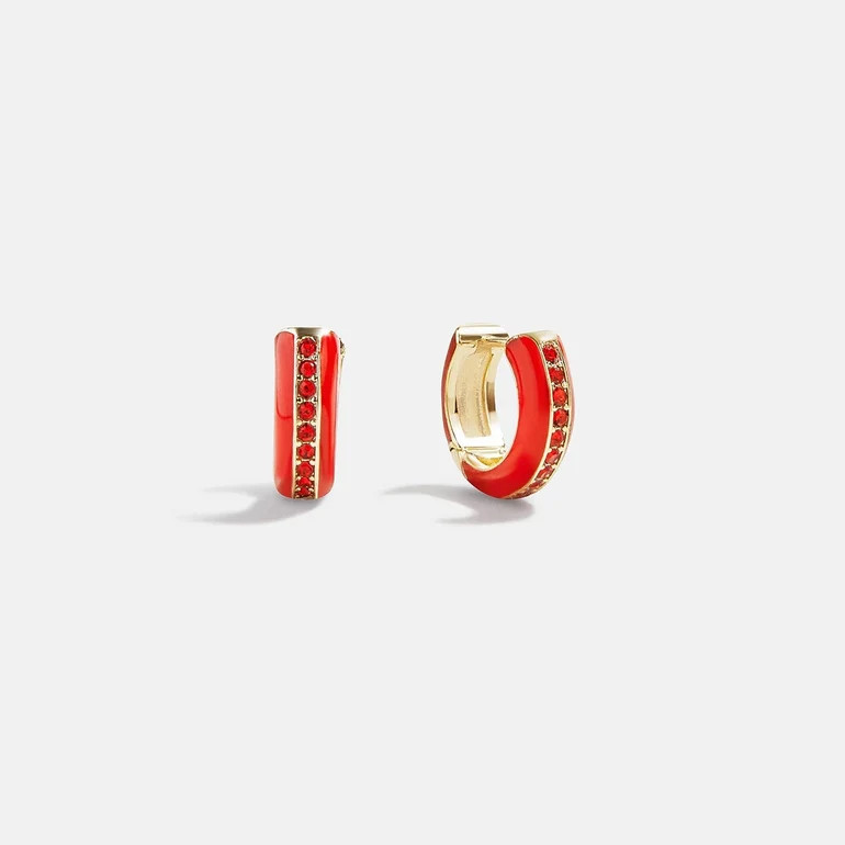 Game Day Enamel Huggie Earrings - Red | BaubleBar