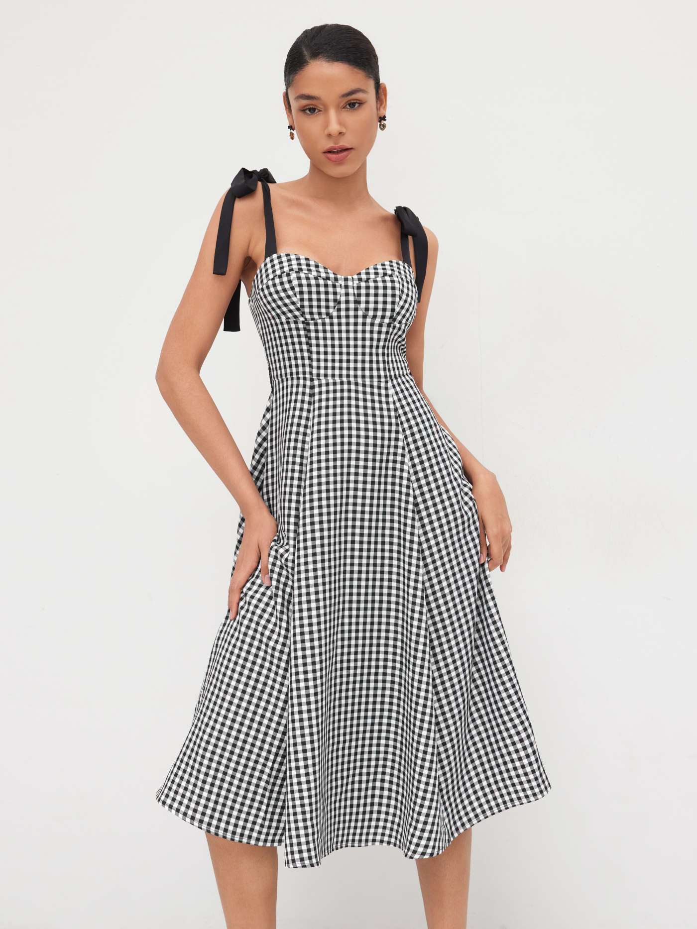 Sweetheart Gingham Bowknot Midi Dress | Cider