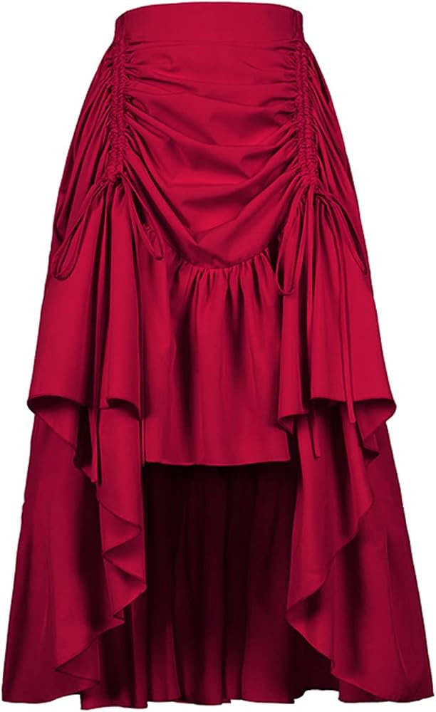 Qosivfey Women's Renaissance Skirt Steampunk Victorian High Low Skirts | Amazon (US)