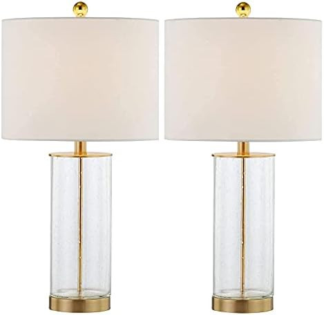 Maxax Set of 2 Table Lamps, Glass Nightstand Lamp in 3-Way Dimmable, 24‘’ Bedside Lamp with White Fa | Amazon (US)