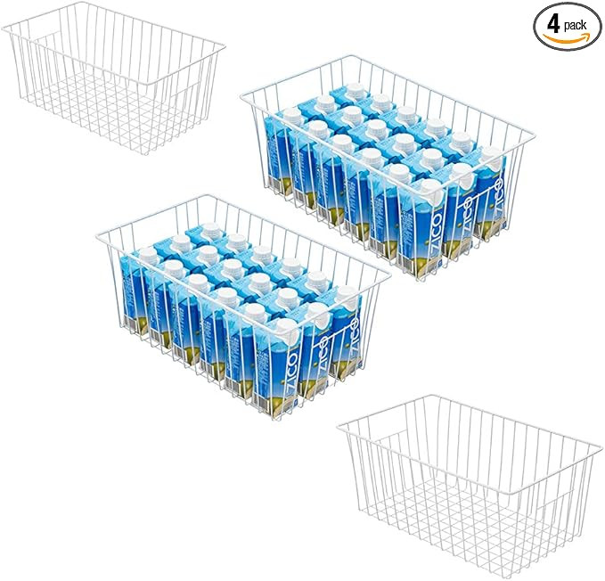 Large Wire Storage Baskets Freezer Organizer Baskets, Farmhouse Metal Wire Baskets Bins, Househol... | Amazon (US)