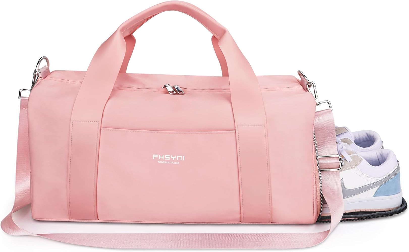 Pink Gym Bag for Women Girls with Shoe Compartment & Wet Pocket - Duffle Bag for Travel Sports Fi... | Amazon (US)