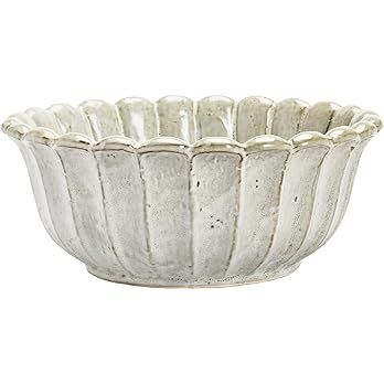Creative Co-Op Stoneware Flower Shaped Bowl, Antique White Reactive Glaze, 10" L x 10" W x 4" H | Amazon (US)