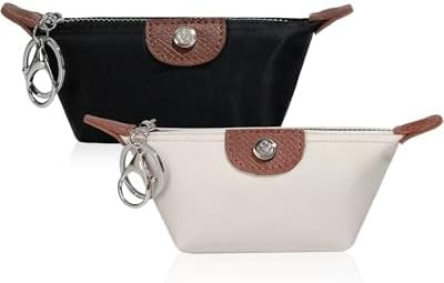 2 pcs Small Nylon Coin Purse for Women Girl Change Pouch Keychain Bag with Zipper Card Data Cable... | Amazon (US)