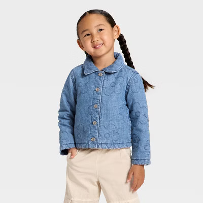 Toddler Girls' Quilted Denim Jacket - Cat & Jack™ Medium Wash 5T | Target