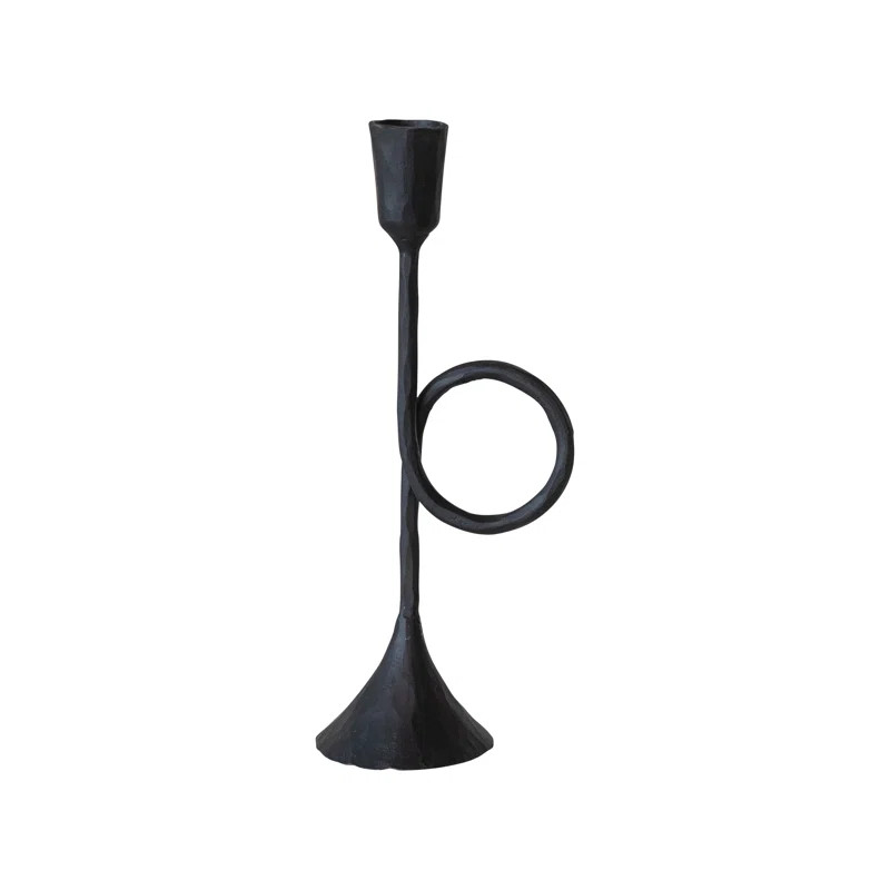 Tall Hand-Forged Cast Metal Taper Candleholder With Handle | Wayfair North America