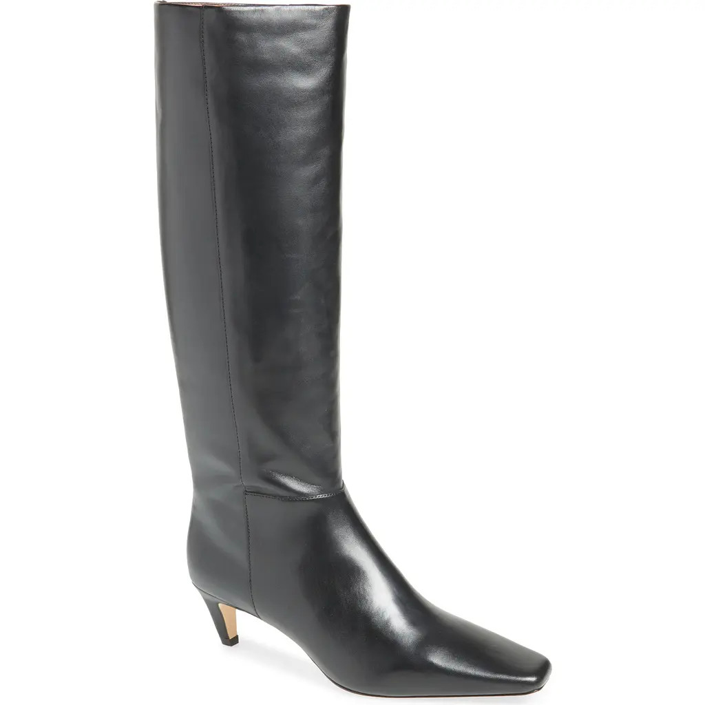 Reformation Remy Knee High Kitten Heel Boot in Black Leather at Nordstrom, Size 9.5 | Nordstrom