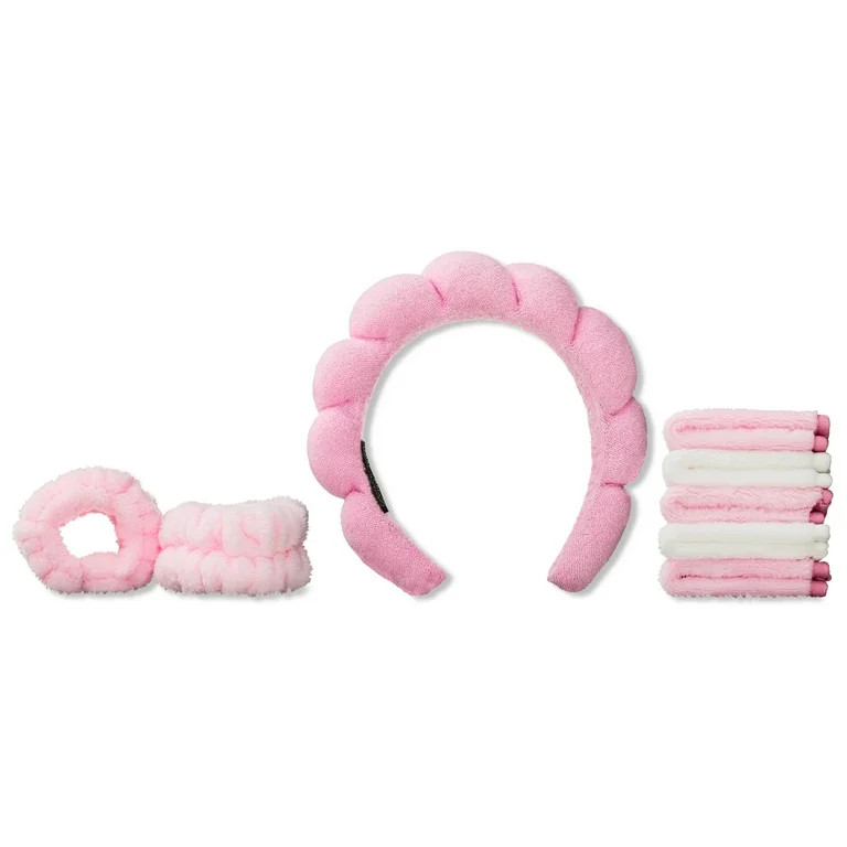 Get Ready with Me 8-Piece Beauty Set, with Spa Headband, Wrist Bands, and 5 face cloths. - Walmar... | Walmart (US)