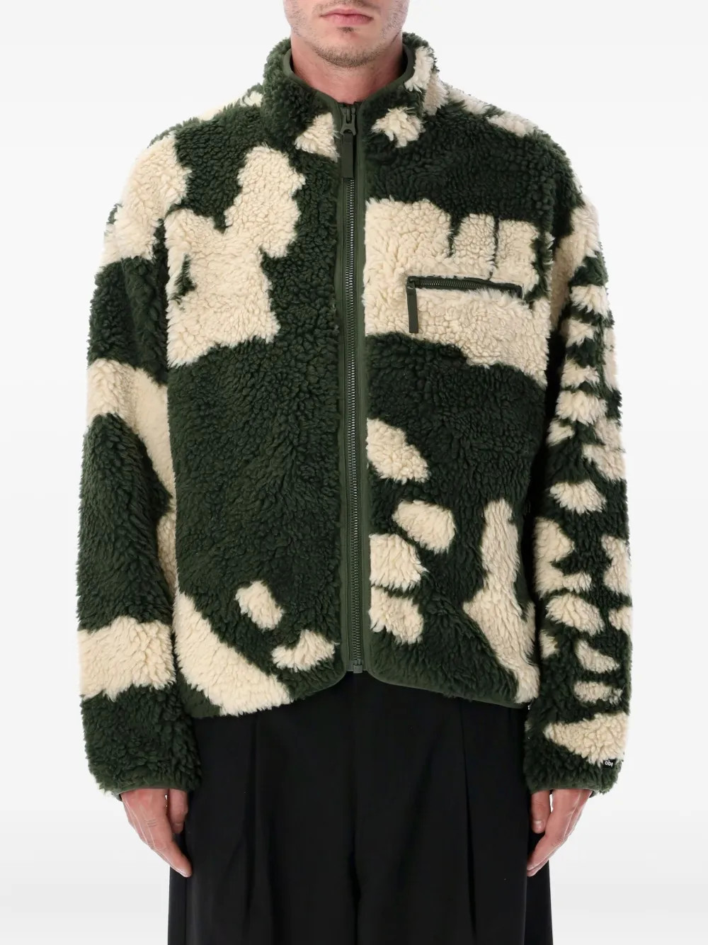Obey zip-up patterned sherpa jacket - Green | Farfetch Global