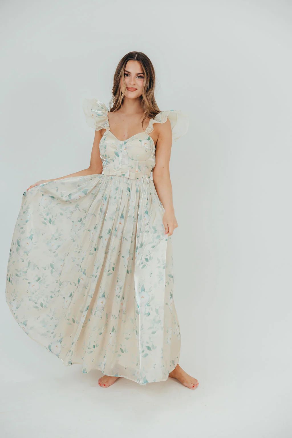 Lucy Organza Maxi Dress in Cream Floral | Worth Collective