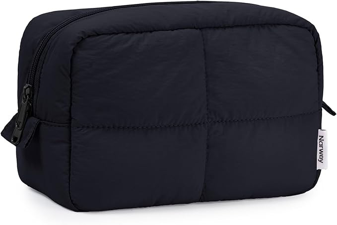 Narwey Puffy Makeup Bag for Travel Women Girl, Quilted Makeup Bag Cosmetic Bag, Cute Puffer Make ... | Amazon (US)