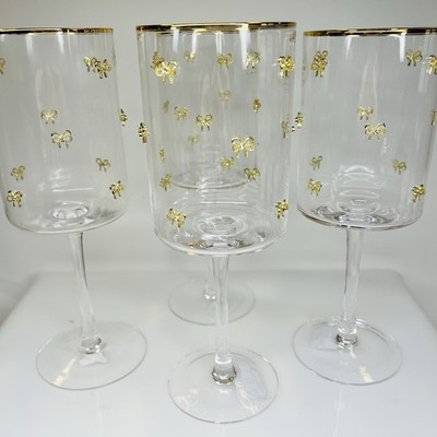 Christmas Wine Glasses Gold Bow Rhinestone Jeweled Elegant Cocktail Bar Set of 4 | eBay | eBay US