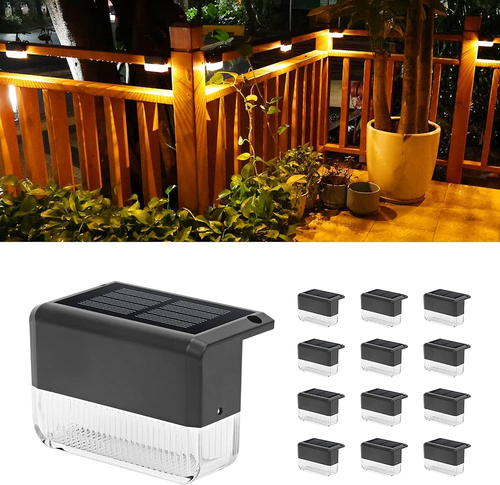 CHINLY Solar Deck Lights 12-Pack Outdoor Waterproof led, Warm White & Color Changing for Stairs, ... | Amazon (US)