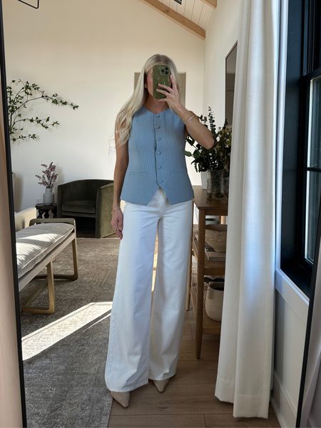 Abercrombie sale! Spring outfit: Size small in vest.  26 in jeans (long/ I’m 5’5” but wanted them a little longer to wear with heels or to cuff and wear with flats!). Business casual outfit 

#LTKworkwear