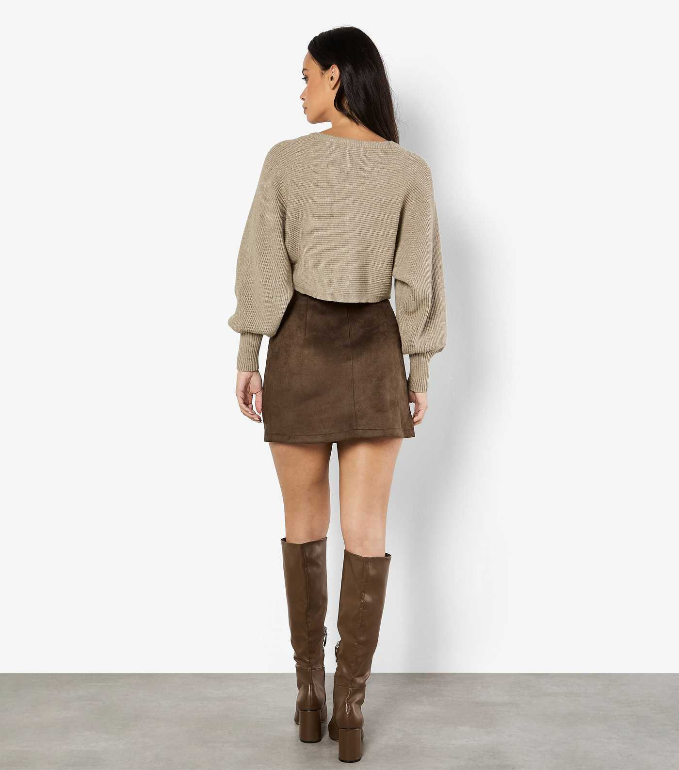 Apricot Dark Brown Faux Suede A-Line Skirt
						
						Add to Saved Items
						Remove from Save... | New Look (UK)