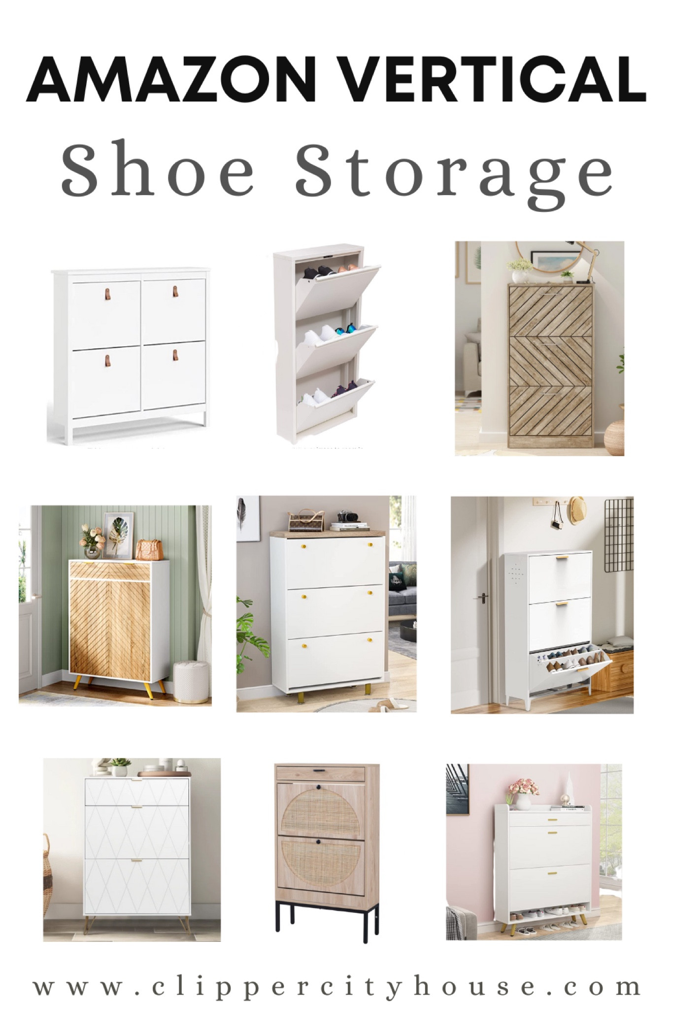 Mabel Home Modern 3 & 4 Drawer Shoe Cabinet, 3-4Tier Shoe Rack Storage, 3 Tier