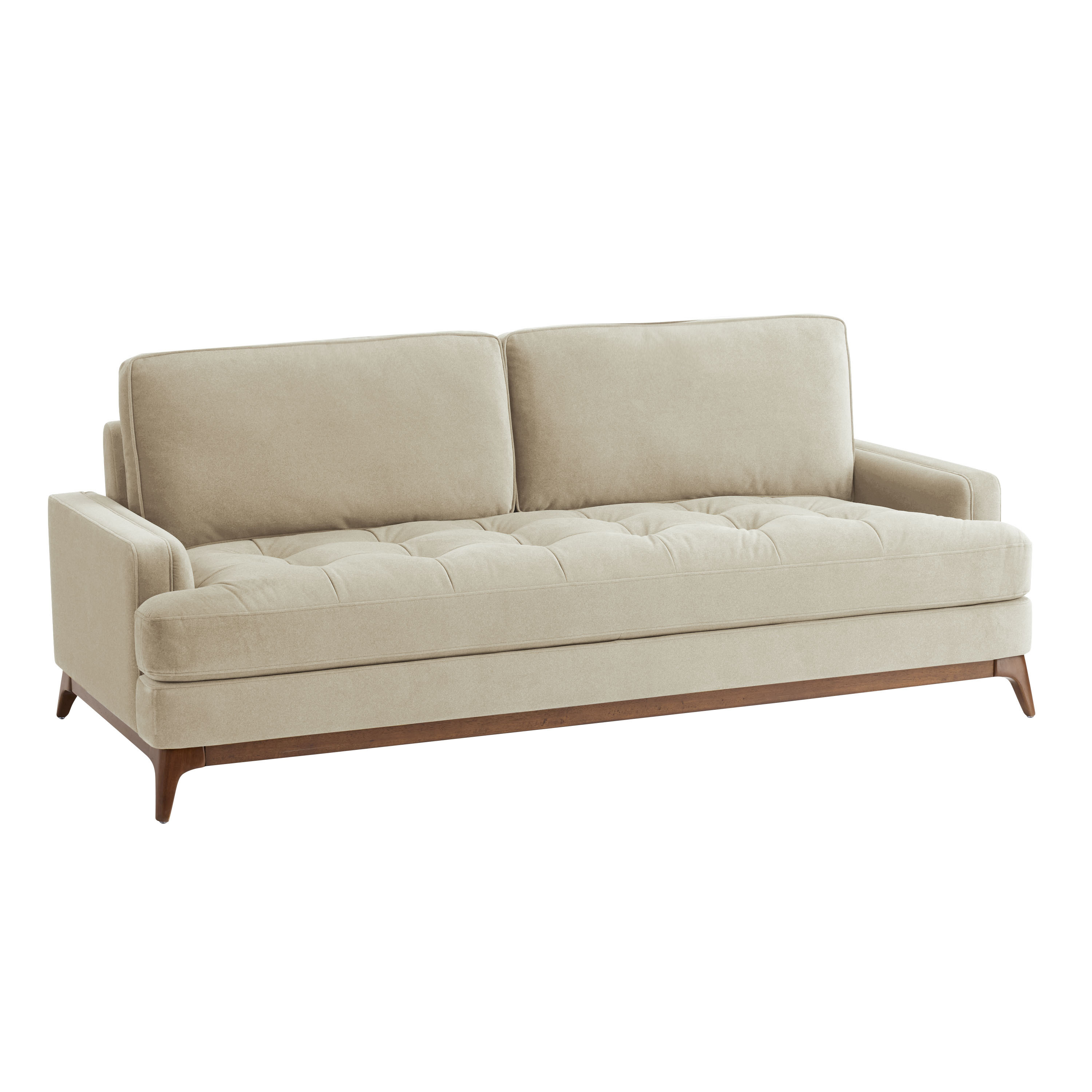 Grandon Faux Mohair Tufted Bench Seat Mid Century Sofa | World Market