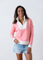 Putnam Pullover in Terry Fleece (Island Coral / Off White) | Dudley Stephens