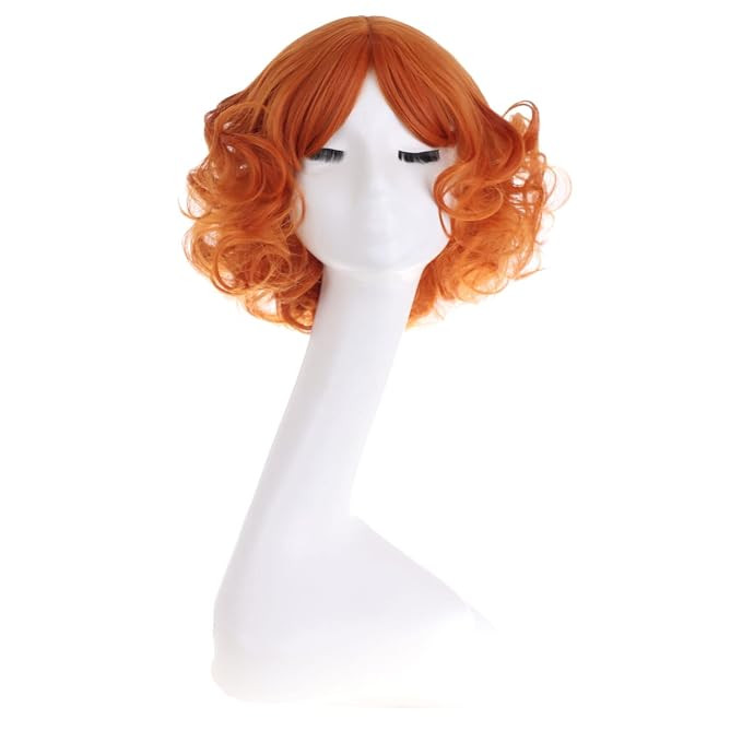 MAGQOO Dark Orange Wig with Bangs Women Girls Short Curly Wavy Ginger Wig Orange Hair Wigs Hallow... | Amazon (US)