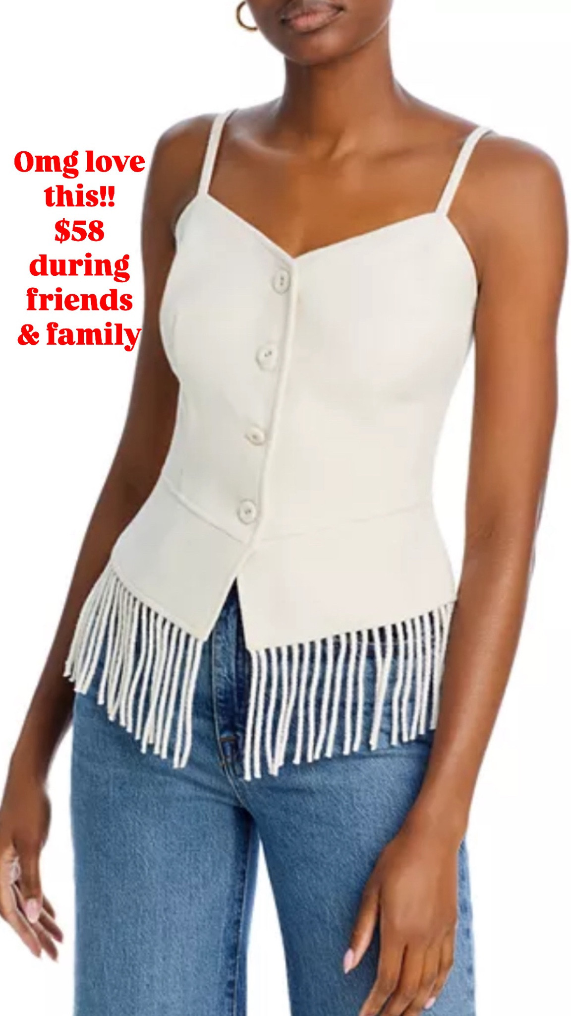 Wow how cute is this fringe vest?!! Wear with jeans or all black! 
Friends & family ends soon 
Under $60


#LTKWorkwear #LTKOver40 #LTKFindsUnder100