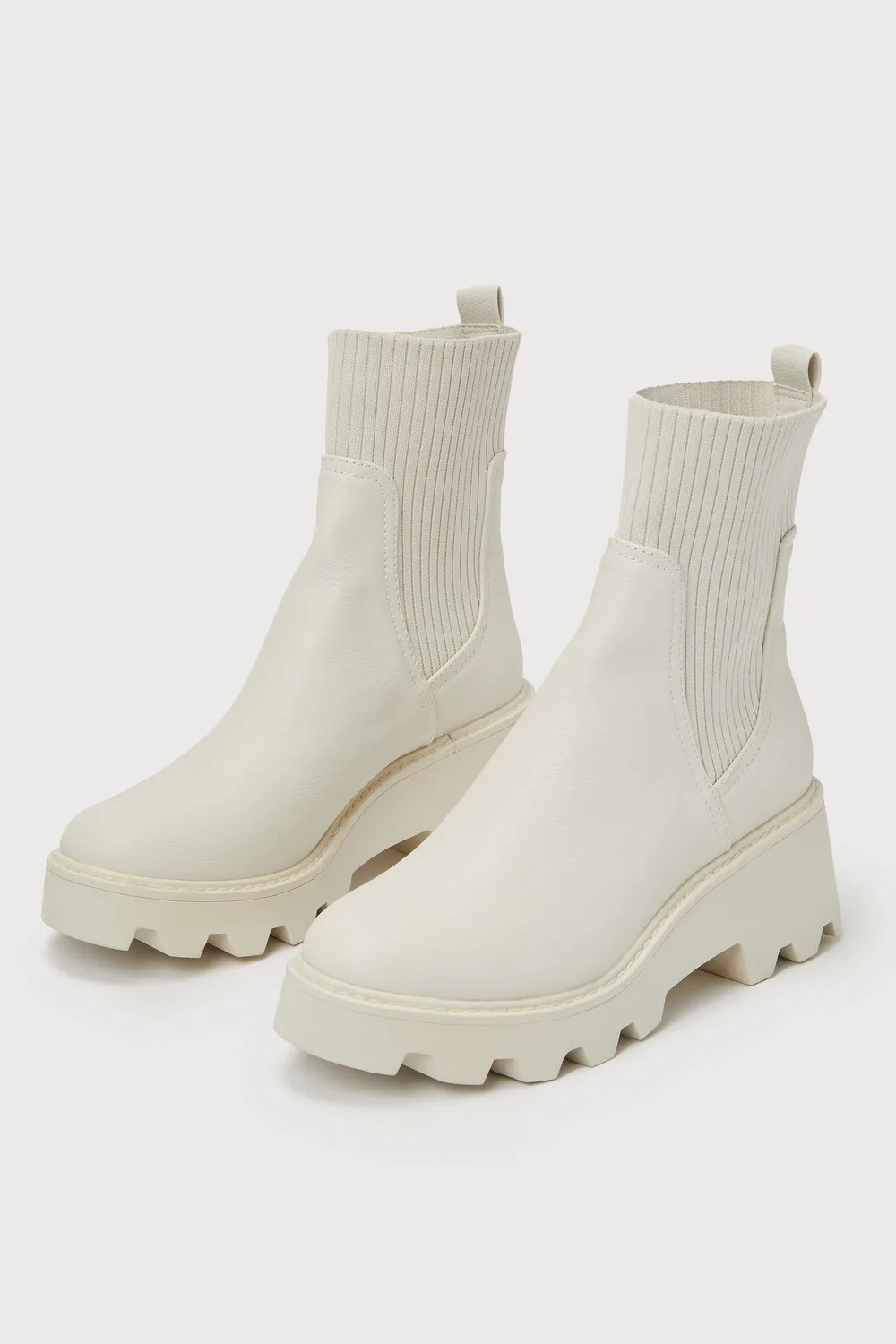 Villa Ivory Platform Lug Sole Chelsea Boots | Lulus (US)