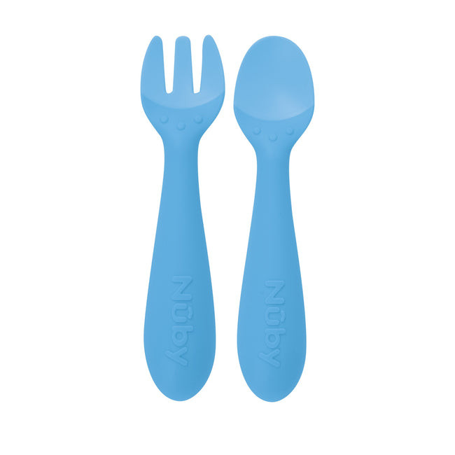 Silicone Easy Grip Fork and Spoon Set | Nuby (US)