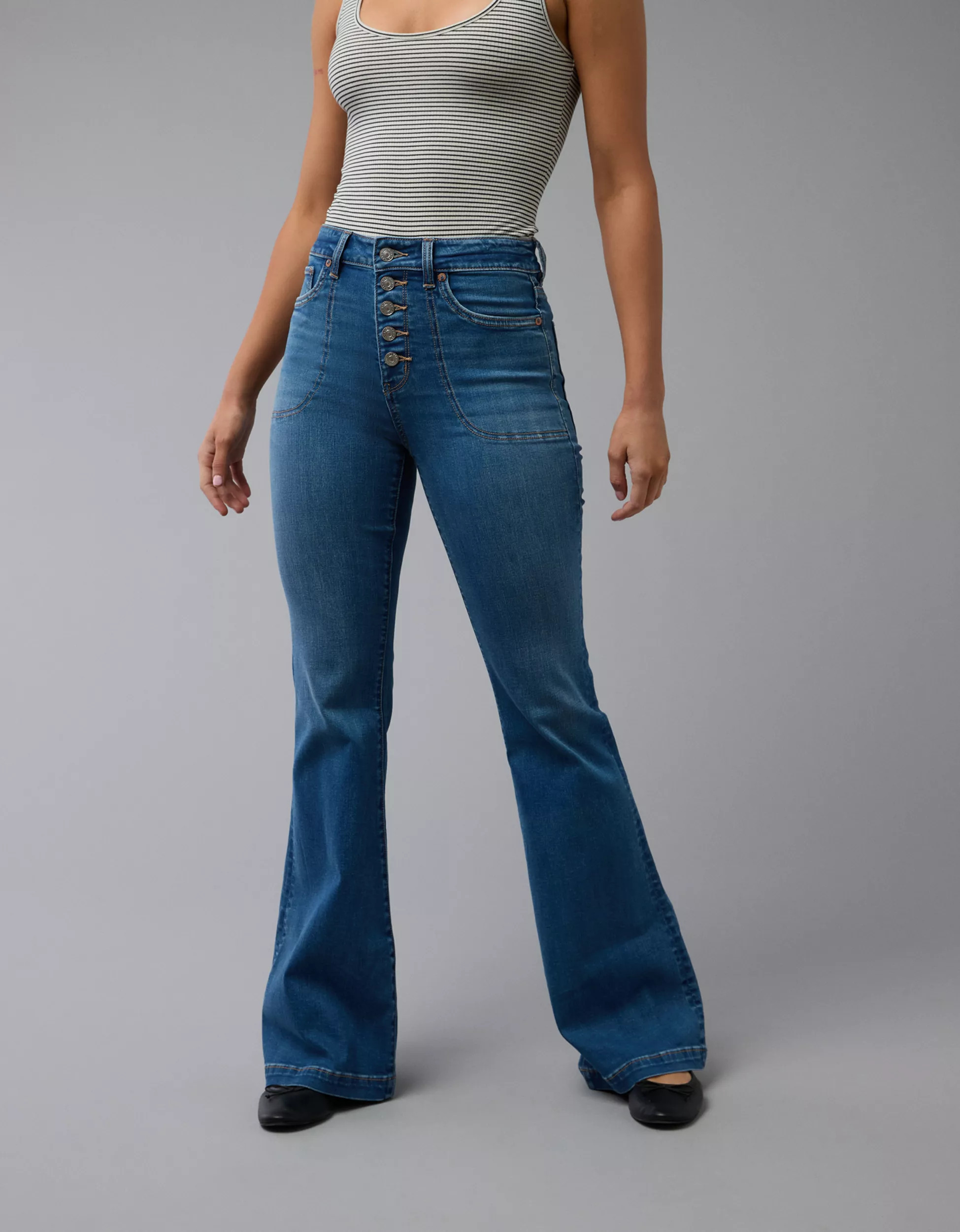 AE Next Level Super High-Waisted Flare Jean | American Eagle Outfitters (US & CA)