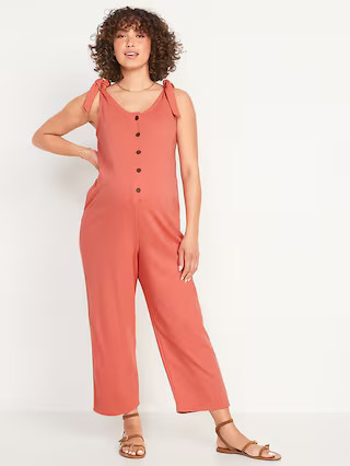 Maternity Tie-Shoulder Henley Jumpsuit | Old Navy (US)