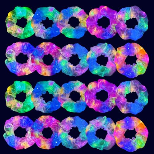 20 PCS Light up Scrunchies, 3 Glow Mode, Hair Accessories for Women, Glow in the Dark Party Supply for Festival Rave Slumber Party | Amazon (US)