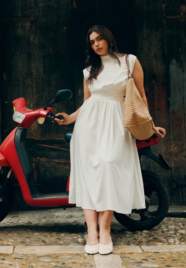 Linen High Neck Dress | Eloquii