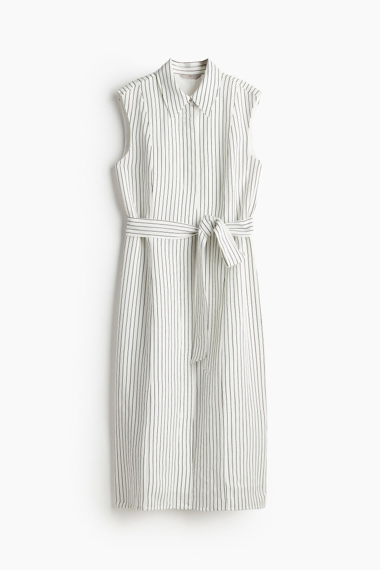 H & M - Blusenkleid aus Leinenmix - Weiß - Damen | H&M (DE, AT, CH, NL, FI)