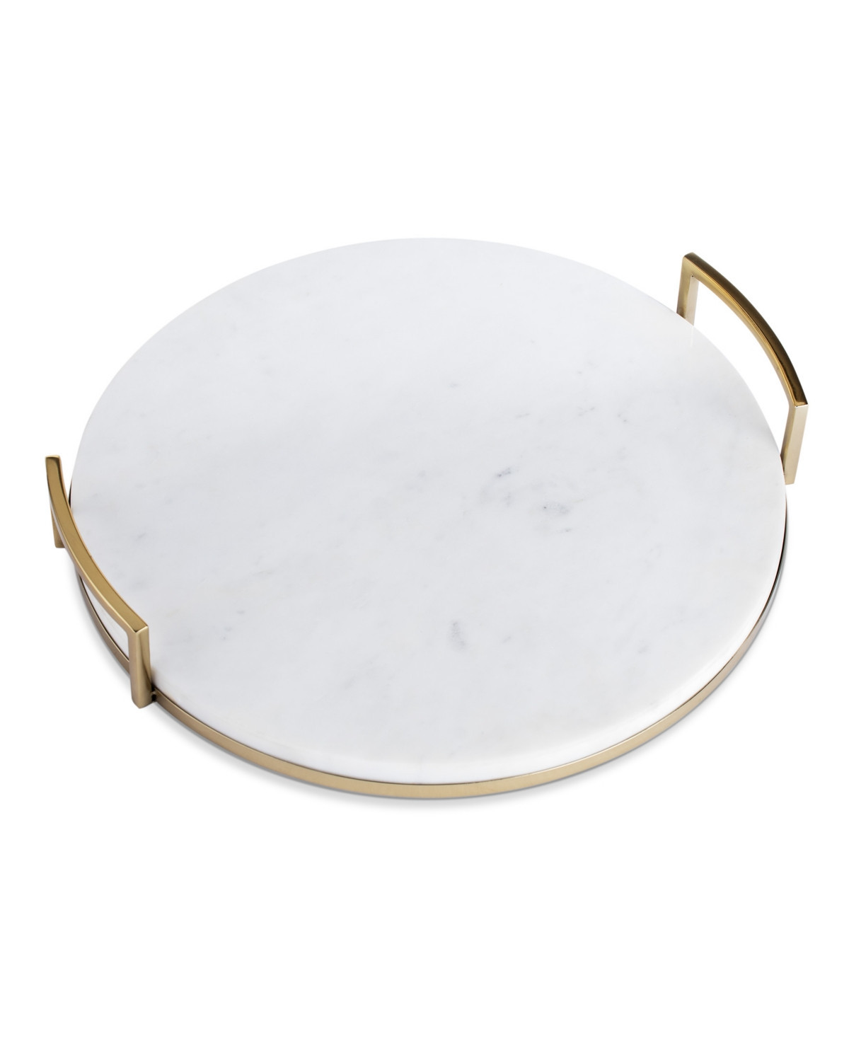 Thirstystone Uptown Round Marble Tray with Handles - White, Gold | Macy's