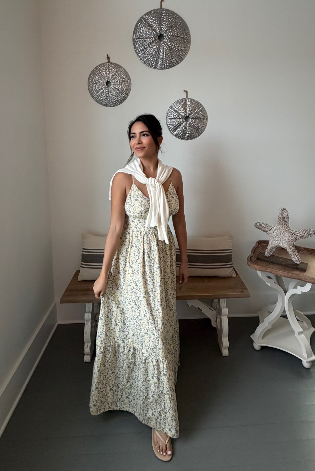Wearing XS , i’m 5’1 
Vacation outfit 
Floral summer dress 
Maxi dress 
Scalloped cardigan 
Beige flip flops 
Target finds
Amazon finds


#LTKMothersDay #LTKTravel #LTKmomlife