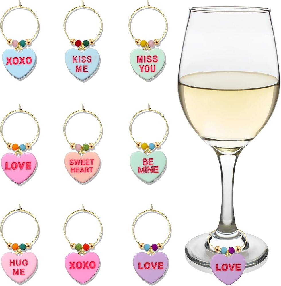 FAERLIIRY Holiday Wine Glass Charms Set of 9 Horseshoe USA Flag Rainbow Pride Wine Charms for Ste... | Amazon (US)
