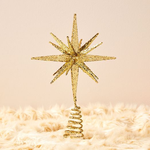 Kraft & Glitter Gem Starburst Tree Topper - Gold | West Elm (US)