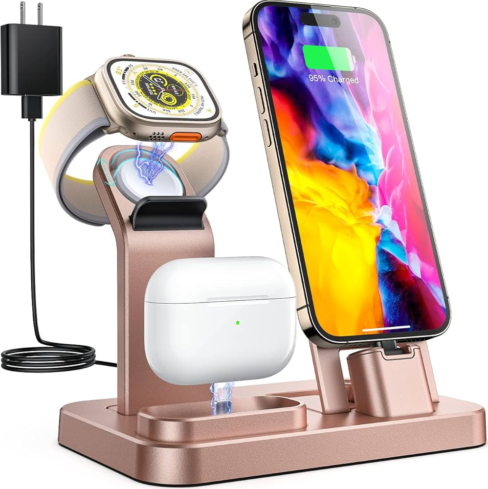 RJR Updated 3 in 1 Charging Station for Apple Devices, Self Adjusting Charging Dock for iWatch 8 ... | Amazon (US)