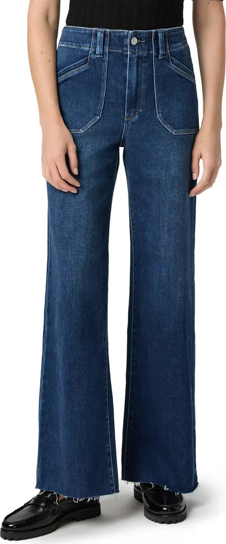 PAIGE Anessa High Waist Raw Hem Wide Leg Jeans | Nordstrom | Nordstrom